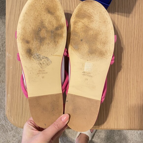 Stuart Weitzman Twist Knot Suede Flat Sandal In Peonia - Size 11 - Picture 4 of 5